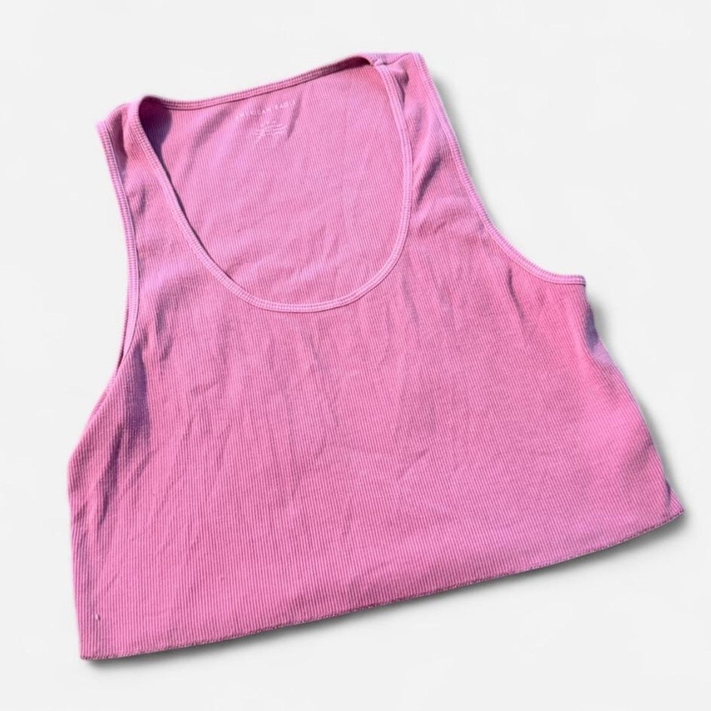 American Eagle Outfitters Pink Ribbed Crop Tank, Size Medium
